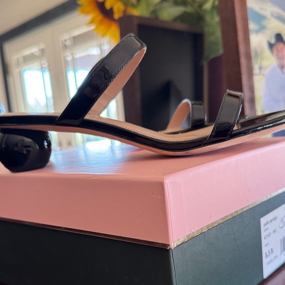 kate spade Shoes - kate spade Palm Springs Black Patent Leather Two-Strap Heels size 8.5